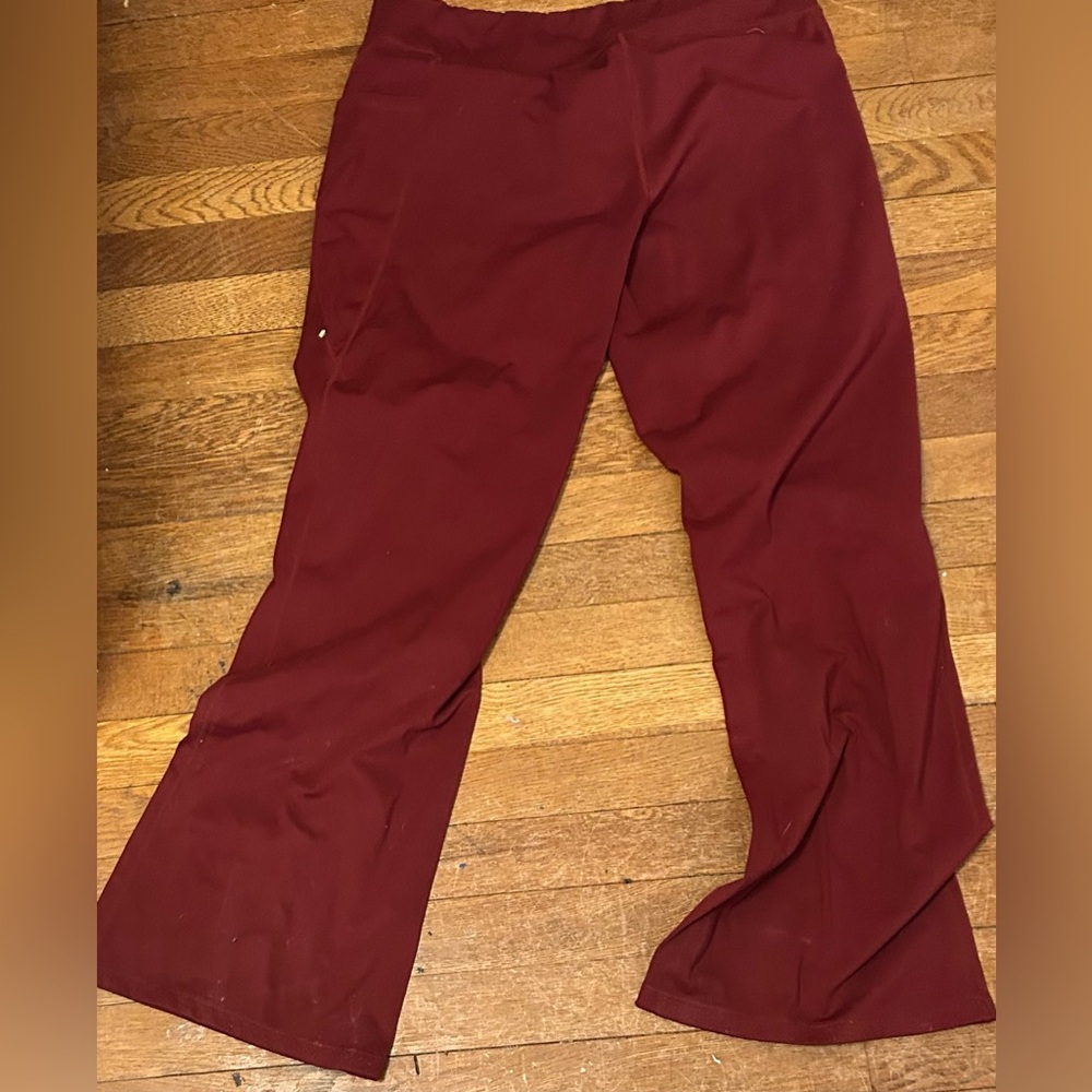 Red flared leggings